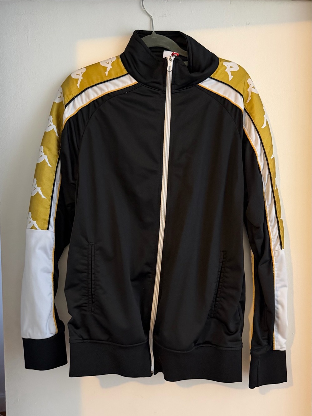Kappa Black Gold Logo Tape Track Jacket Size M — Y2K Streetwear Retro